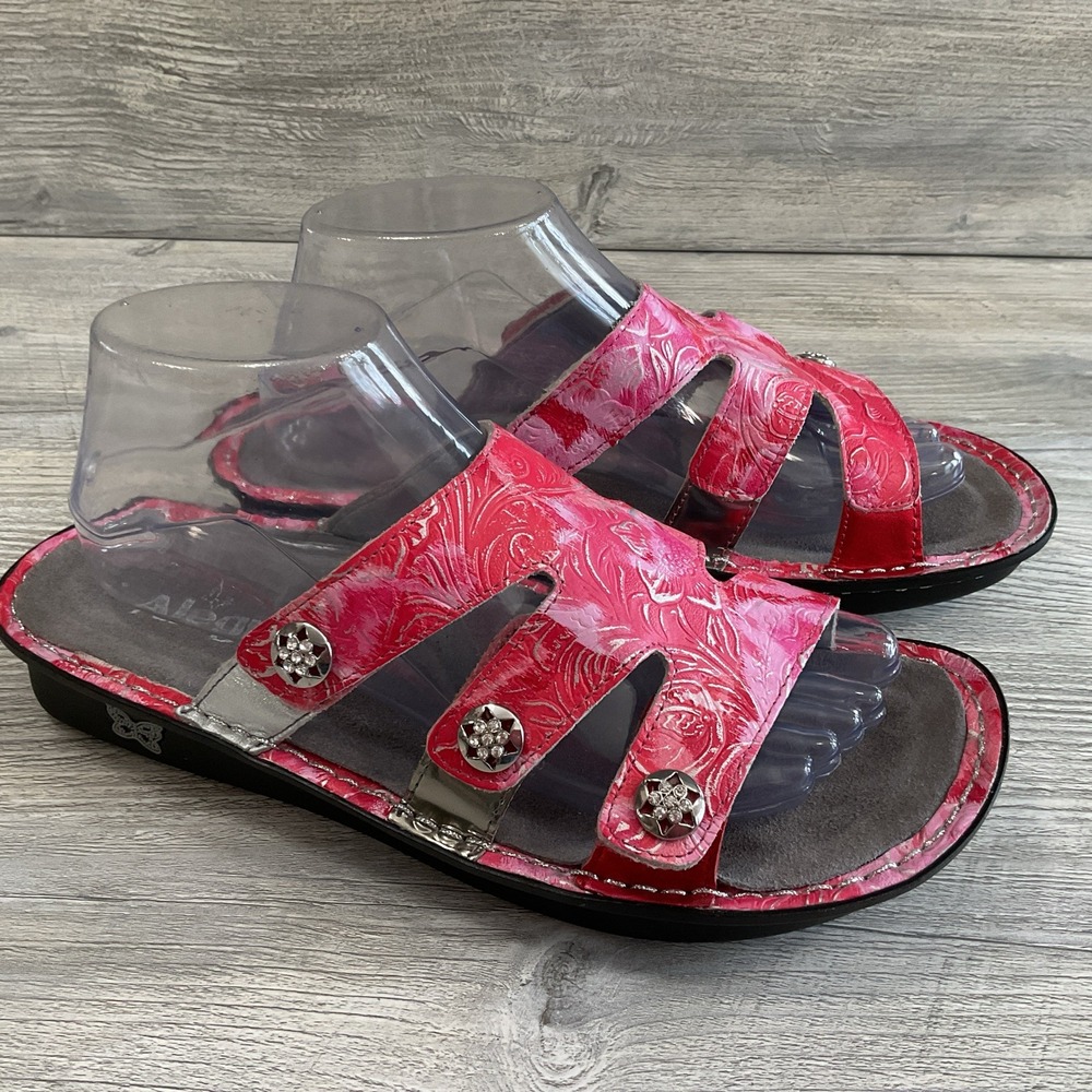 Alegria Venice Floral Leather Slide Sandals Comfort Footbed VEN-245 Size EU 39 9